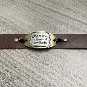 Inspirational Cuff Bracelet Brown Gold Silver